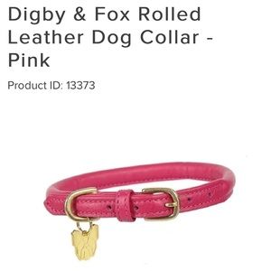 Digby & Fox rolled leather dog collar, pink, size medium (16-20”), width is 3/4”
